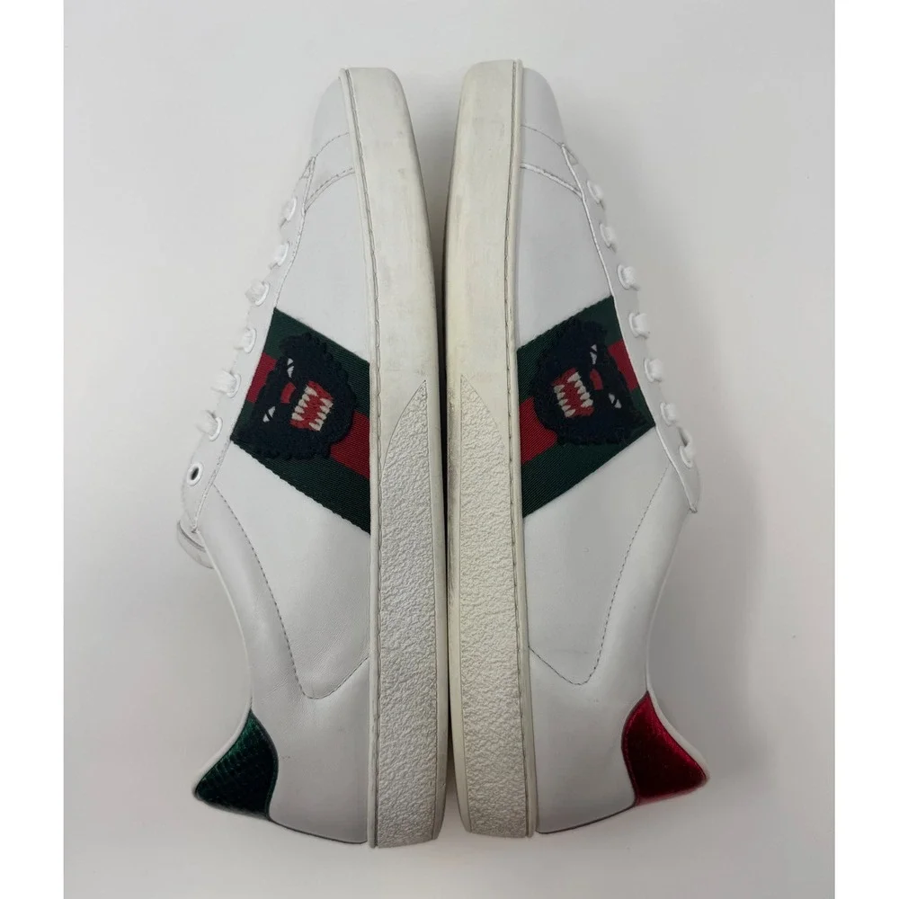Gucci Ace Embroidered Panther Sneaker White Leather Size 12 US 11 Gucci